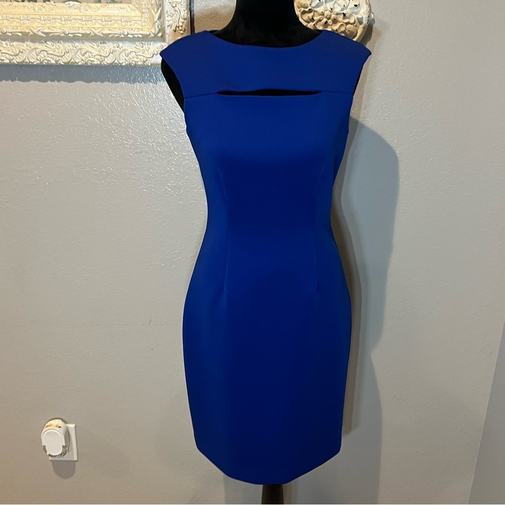 Calvin Klein Blue Sleeveless Shift Dress - Picture 7 of 12